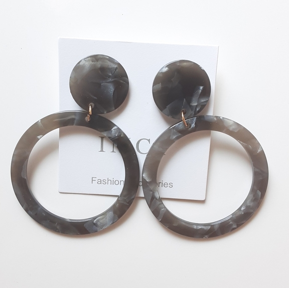 Fashion Accessories Double Circle Acrylic Earrings - Picture 2 of 5